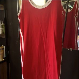 Red with white stripes down the side.